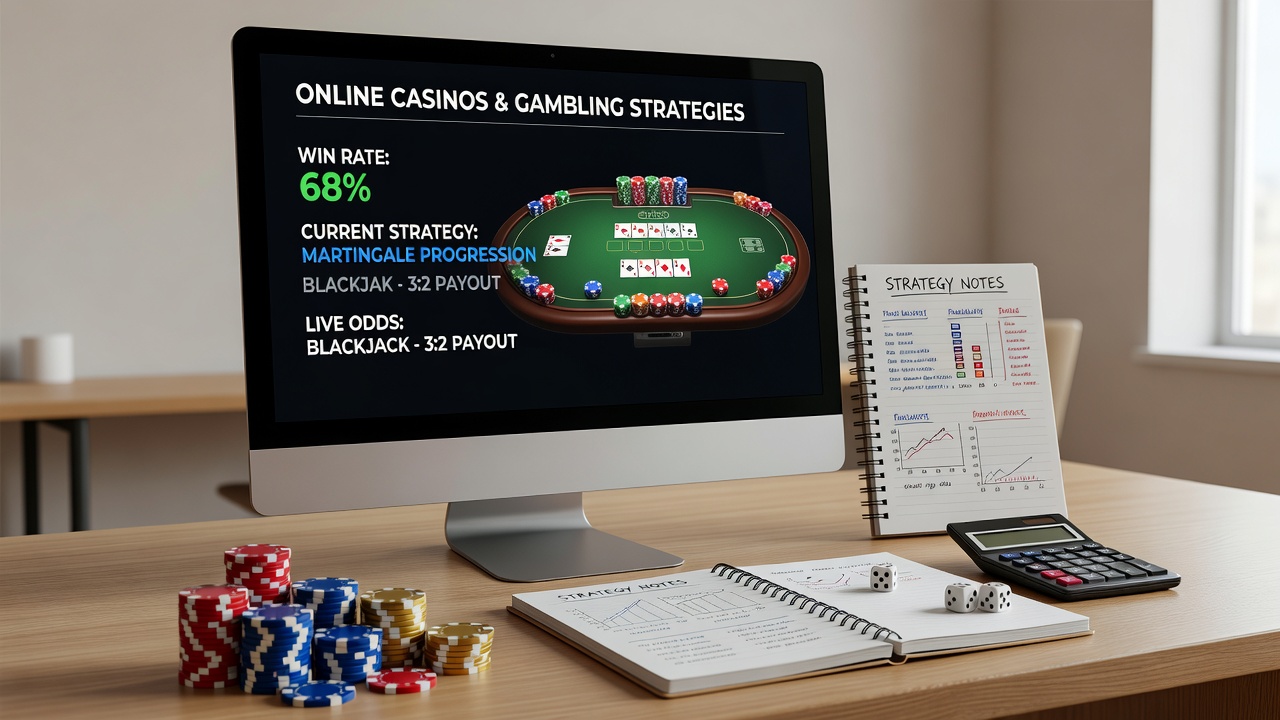 Players reviewing betting patterns and strategy charts during online sessions