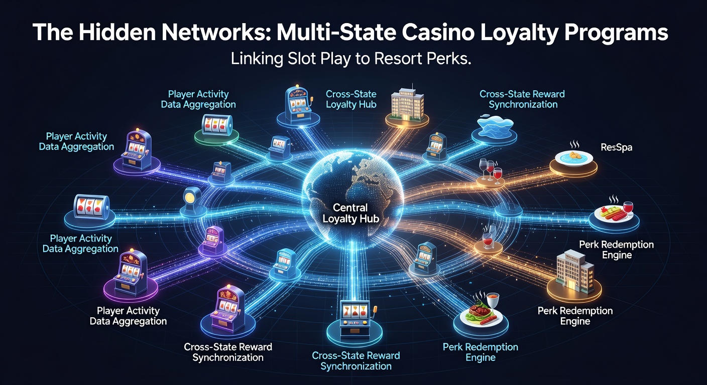 Network visualization of casino loyalty data linking slot machines in different states to hotel, dining, and entertainment perks